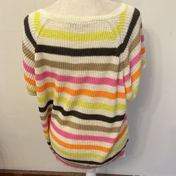 Loft short sleeve multi colored striped sweater Size XLP EUC - Picture 5 of 7